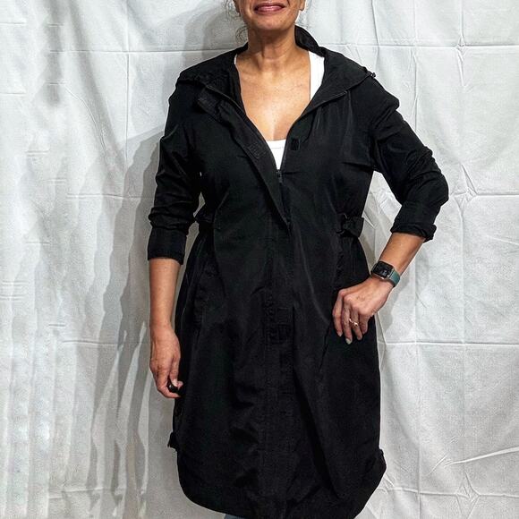 Zara Basic Dept Black Long Hooded Windbreaker Jacket Sz S - Picture 5 of 12